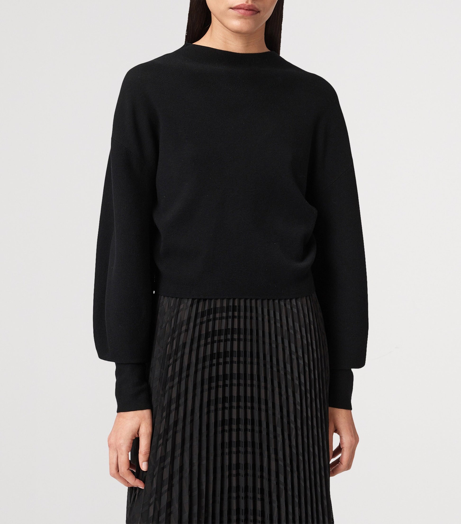 Black Pleated Sinead Sweater Dress