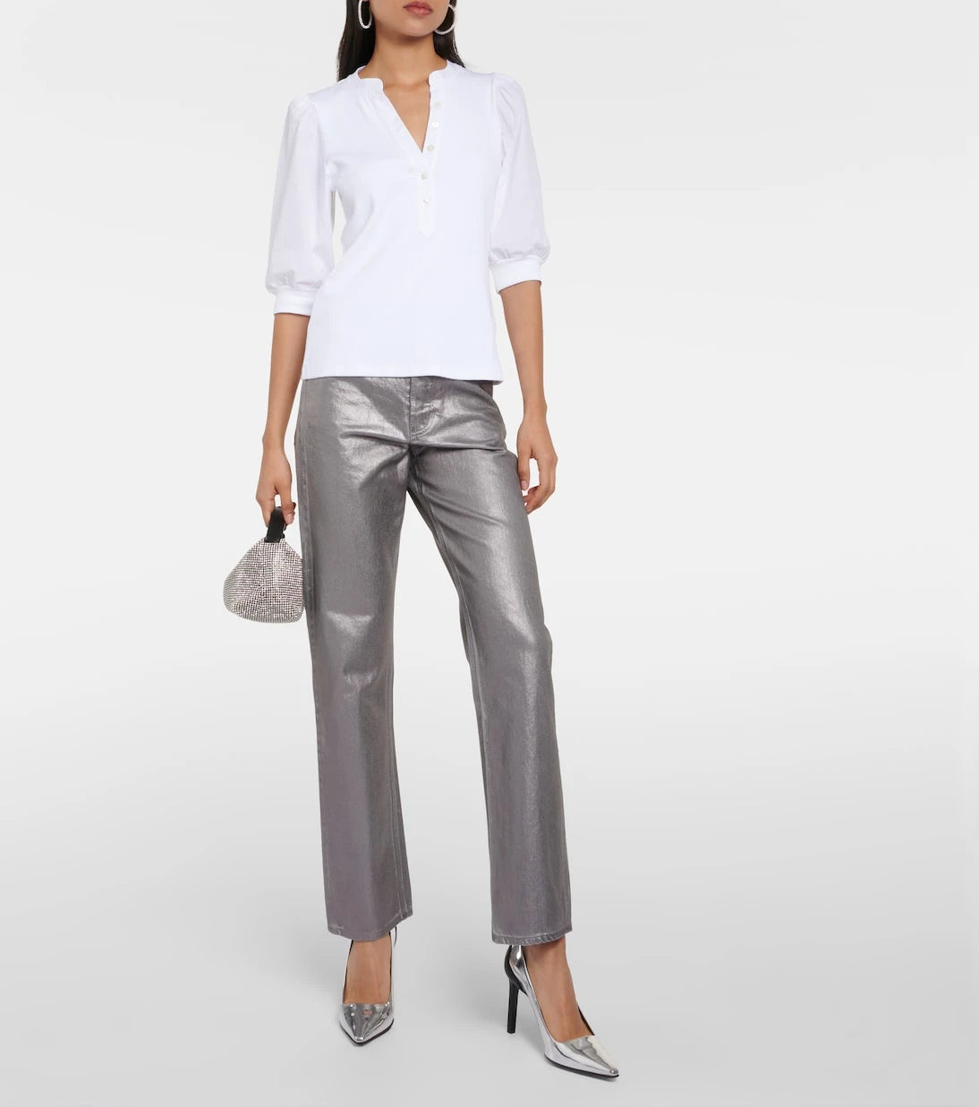 Veronica Beard - Coralee puff-sleeve cotton-blend top