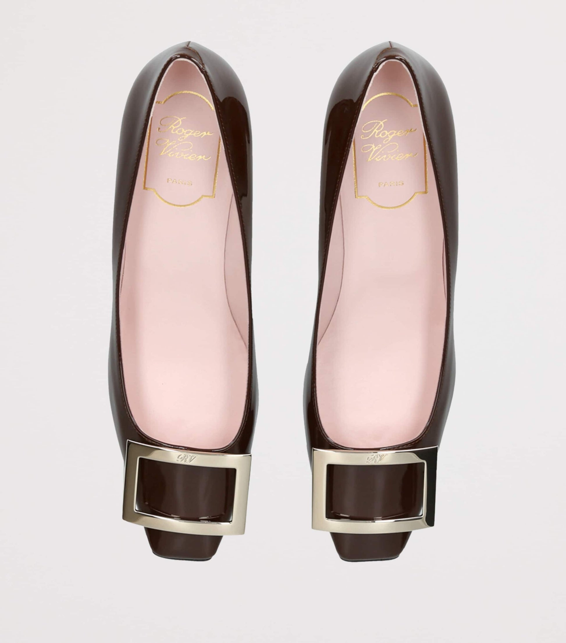 Roger Vivier Brown Patent Leather Belle Vivier Trompette Pumps 45