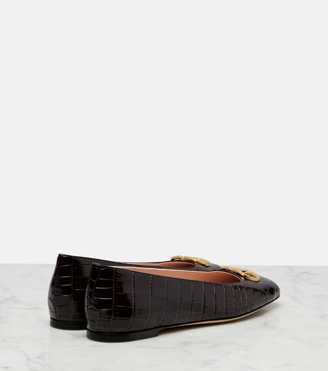 Valentino Garavani - VLogo croc-effect leather ballet flats