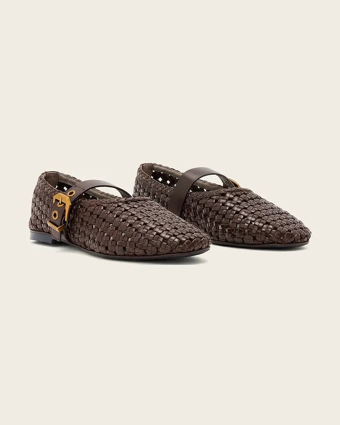 AllSaints Sabine Woven Flat Deri Babet