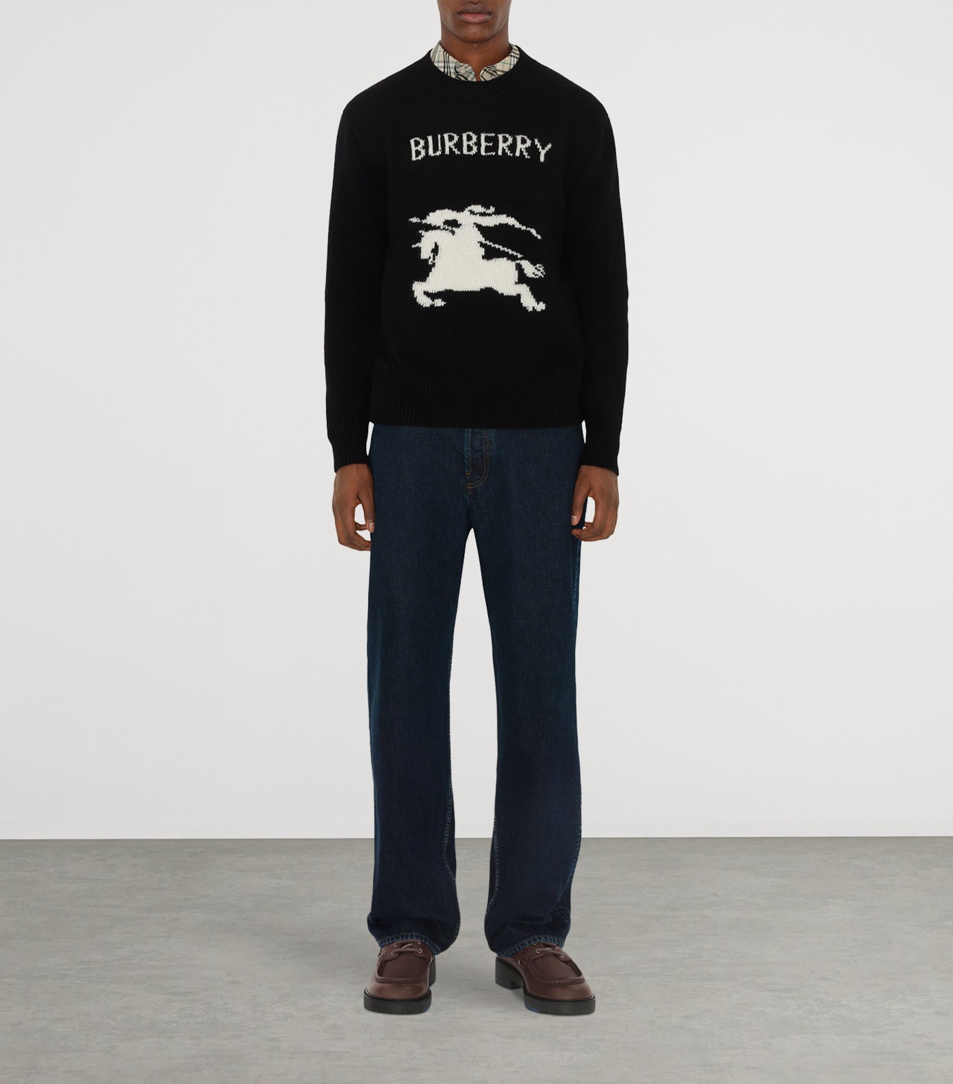 Black Wool-Cashmere Equestrian Knight Sweater