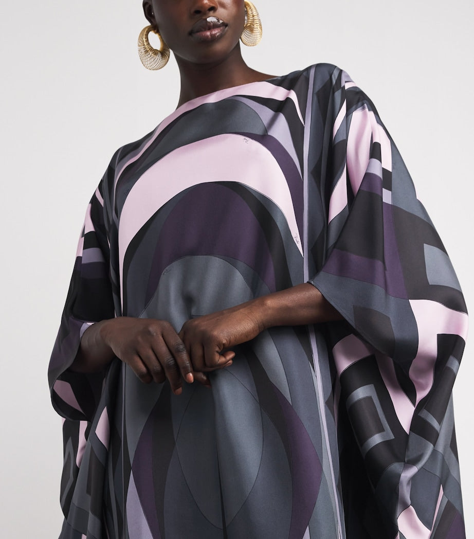 Pucci Black Silk Kaftan Maxi Dress