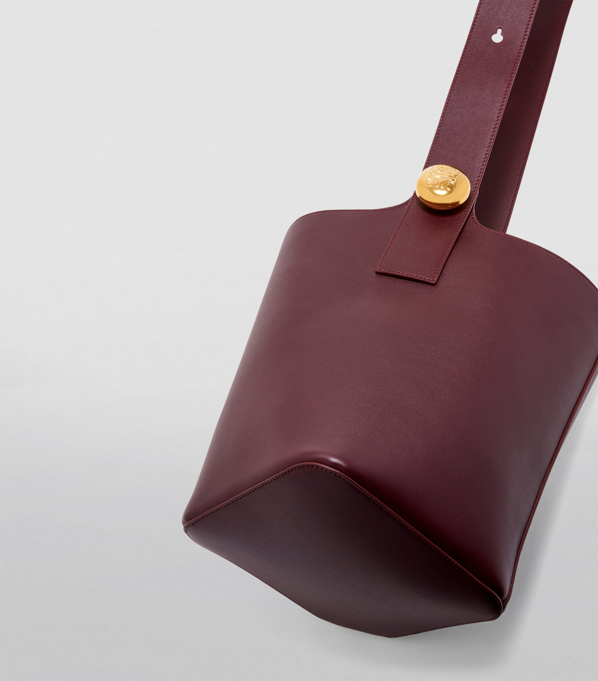 LOEWE Burgundy Medium Leather Pebble Bucket Bag
