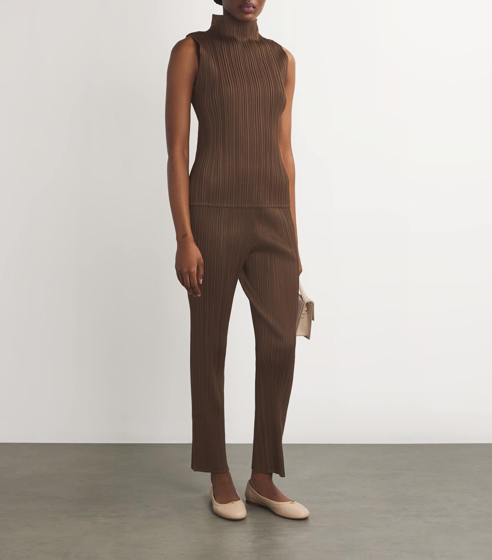 Pleats Please Issey Miyake Brown New Colorful Basics Tank Top