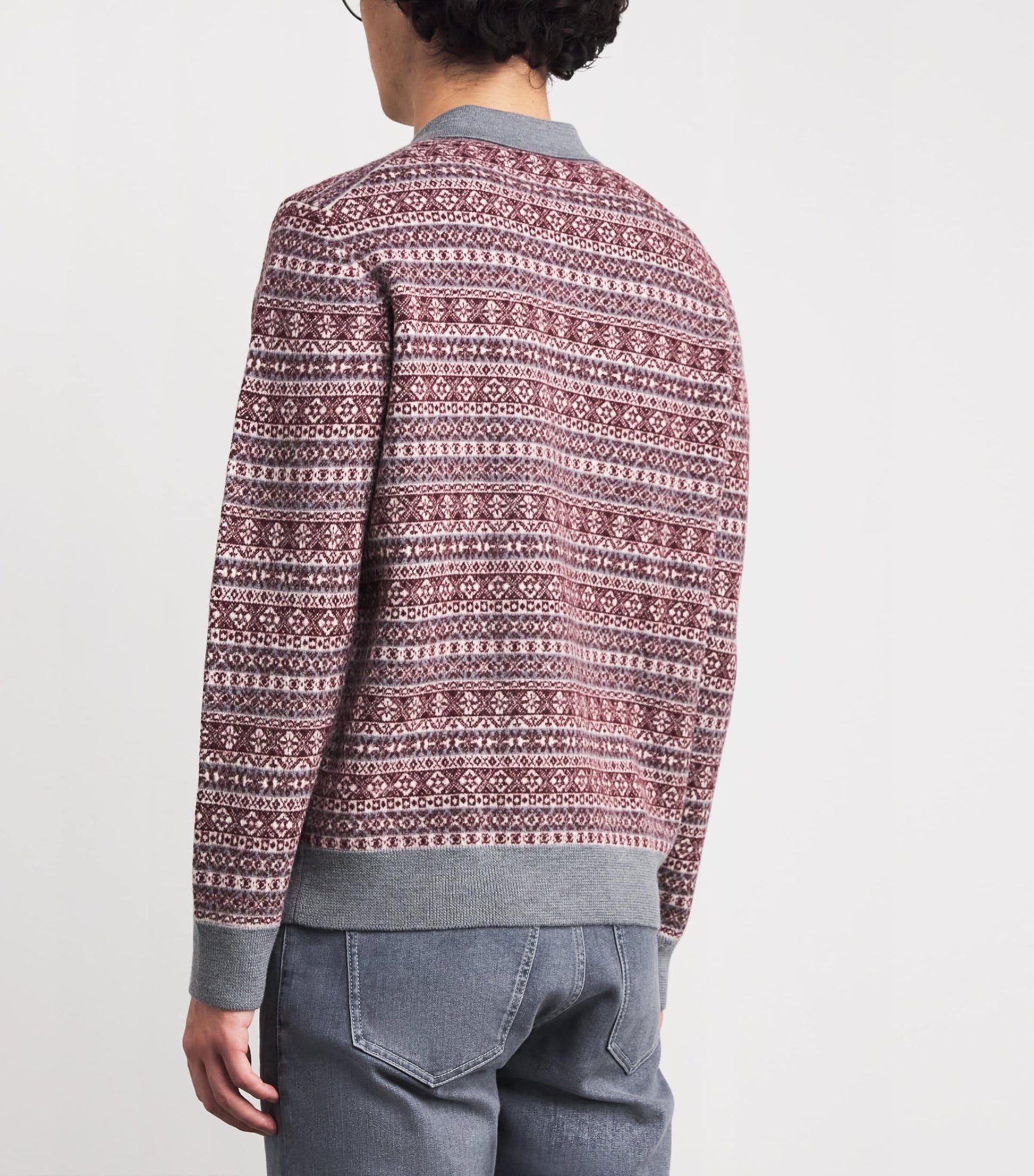 Eleventy Multi Wool Fair Isle Polo Sweater