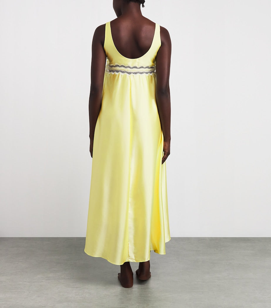 Silk Lace-Trim Carmen Nightdress BUTTERMILK/WHIT