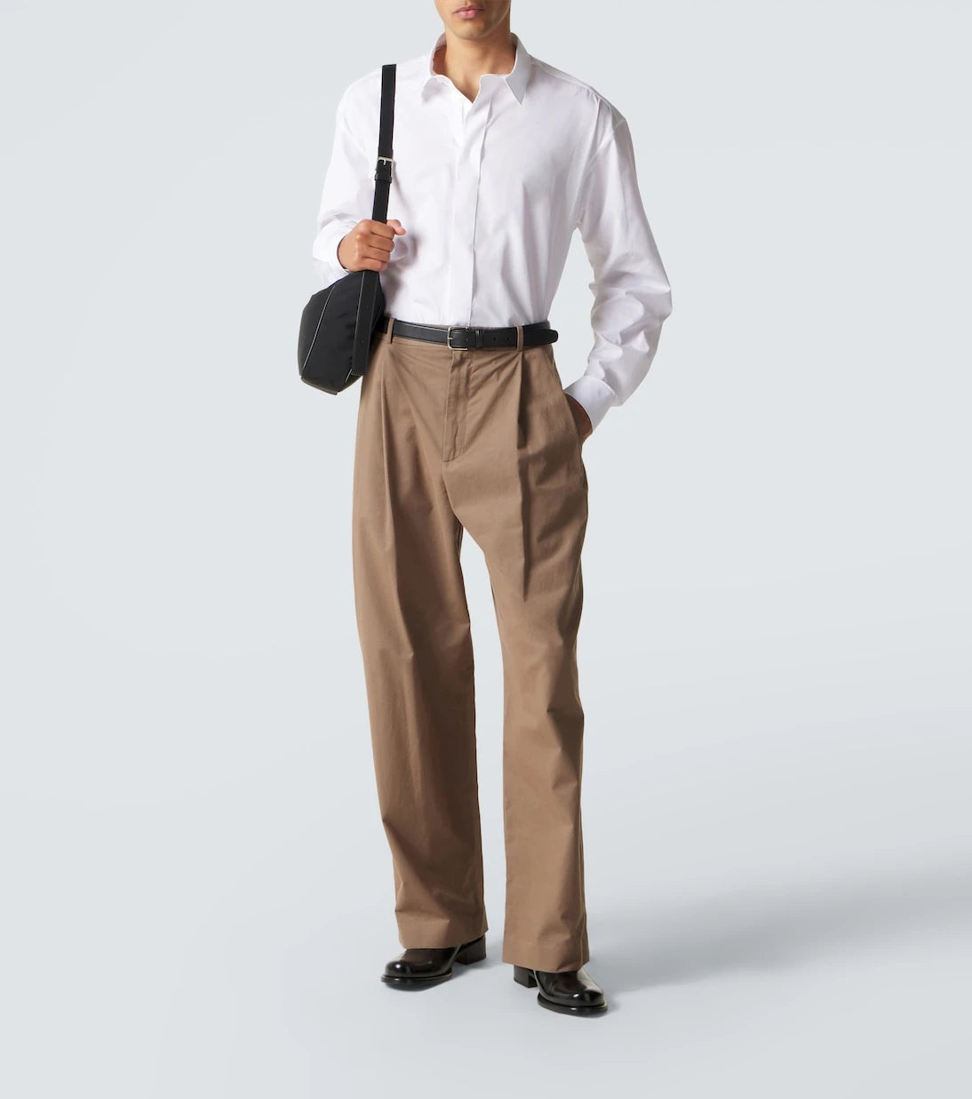 The Row - Lloyd leather-trimmed shoulder bag