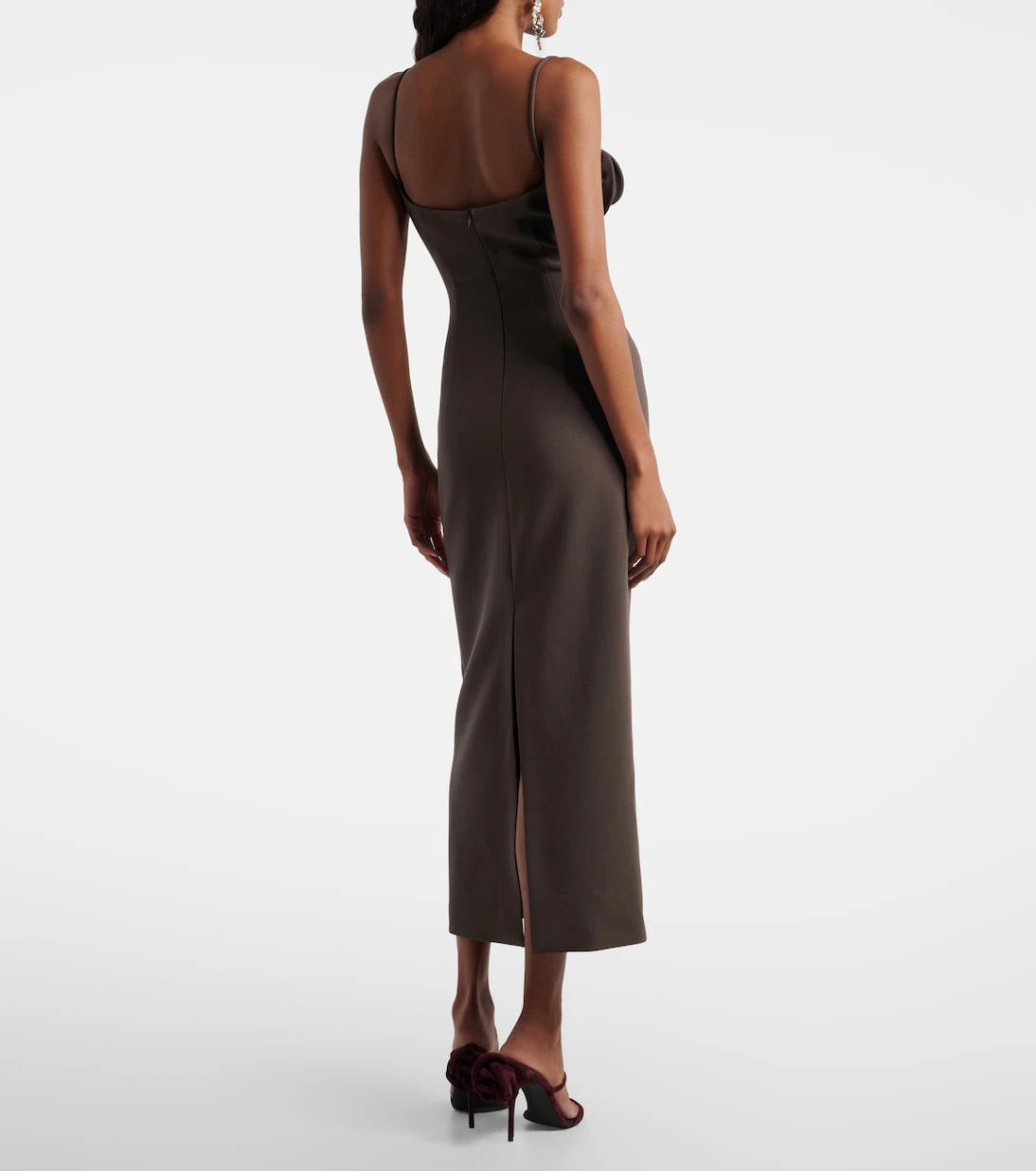 Magda Butrym - Floral-appliqué wool-blend midi dress