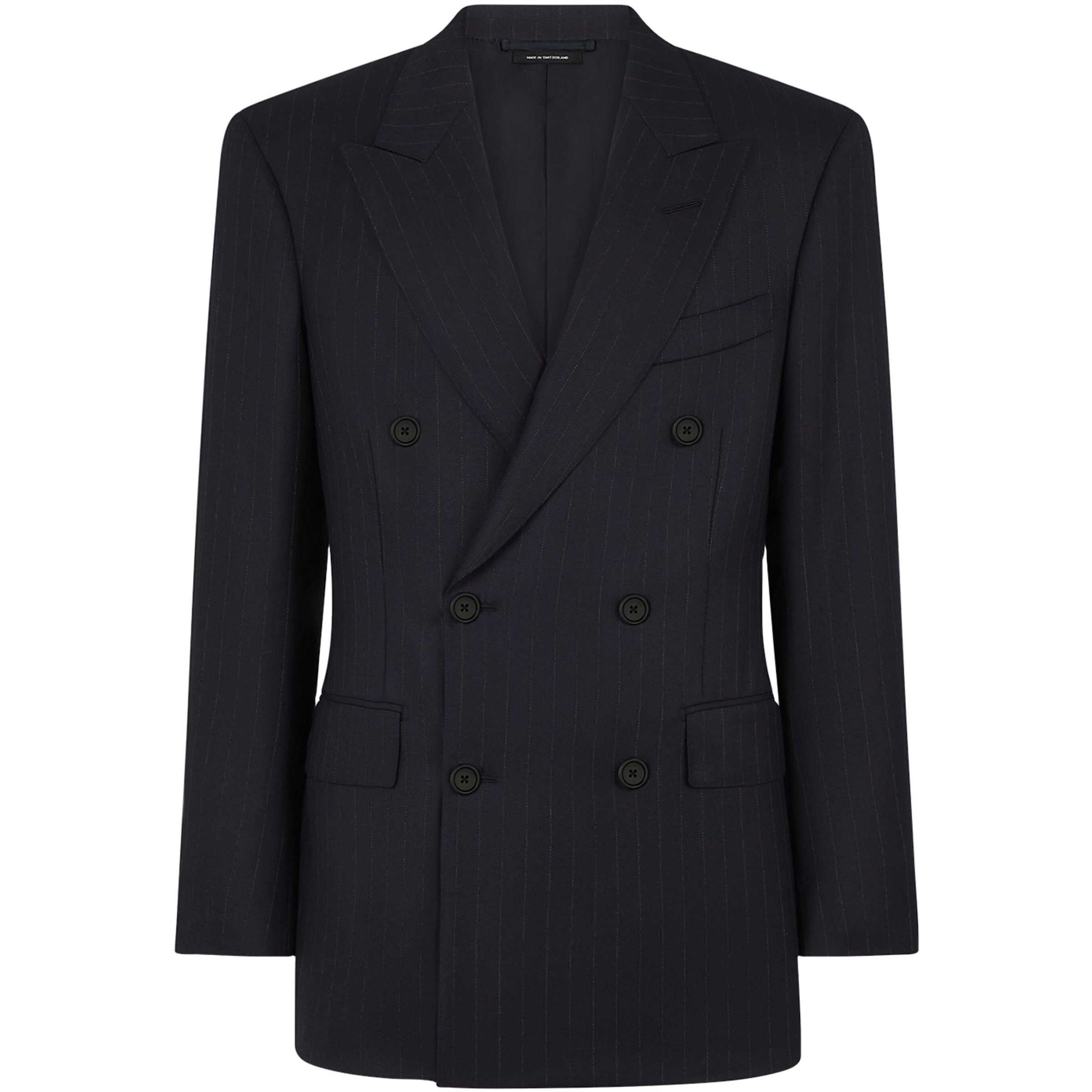 Navy Wool Pinstripe Blazer
