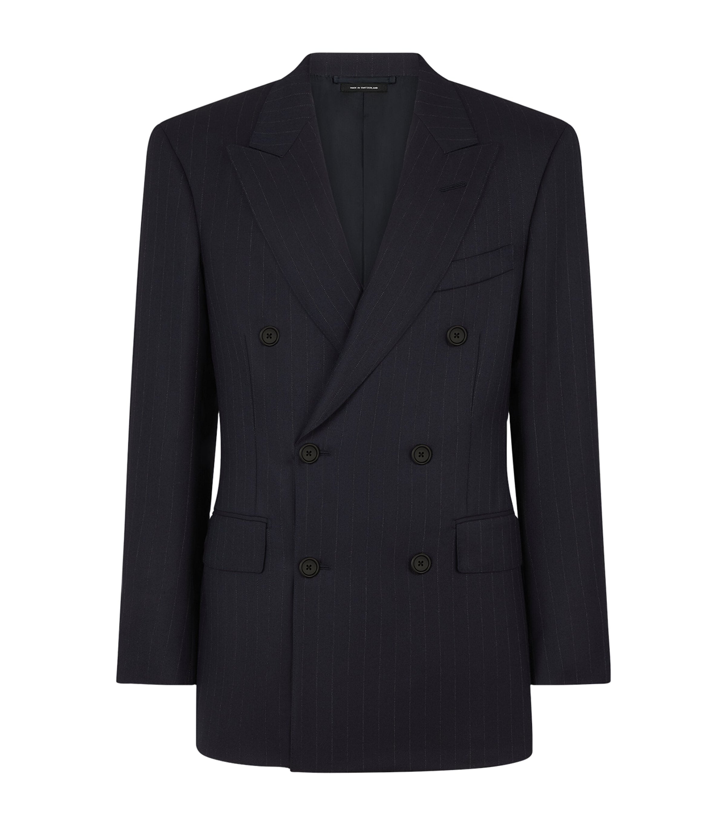 Navy Wool Pinstripe Blazer