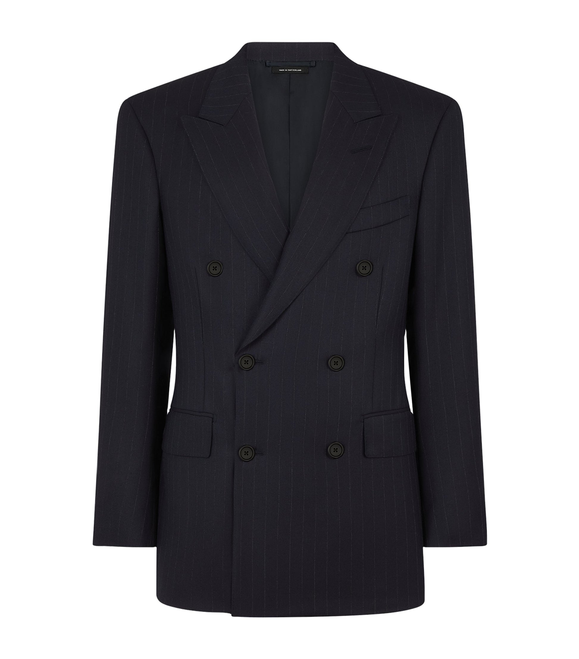 Navy Wool Pinstripe Blazer