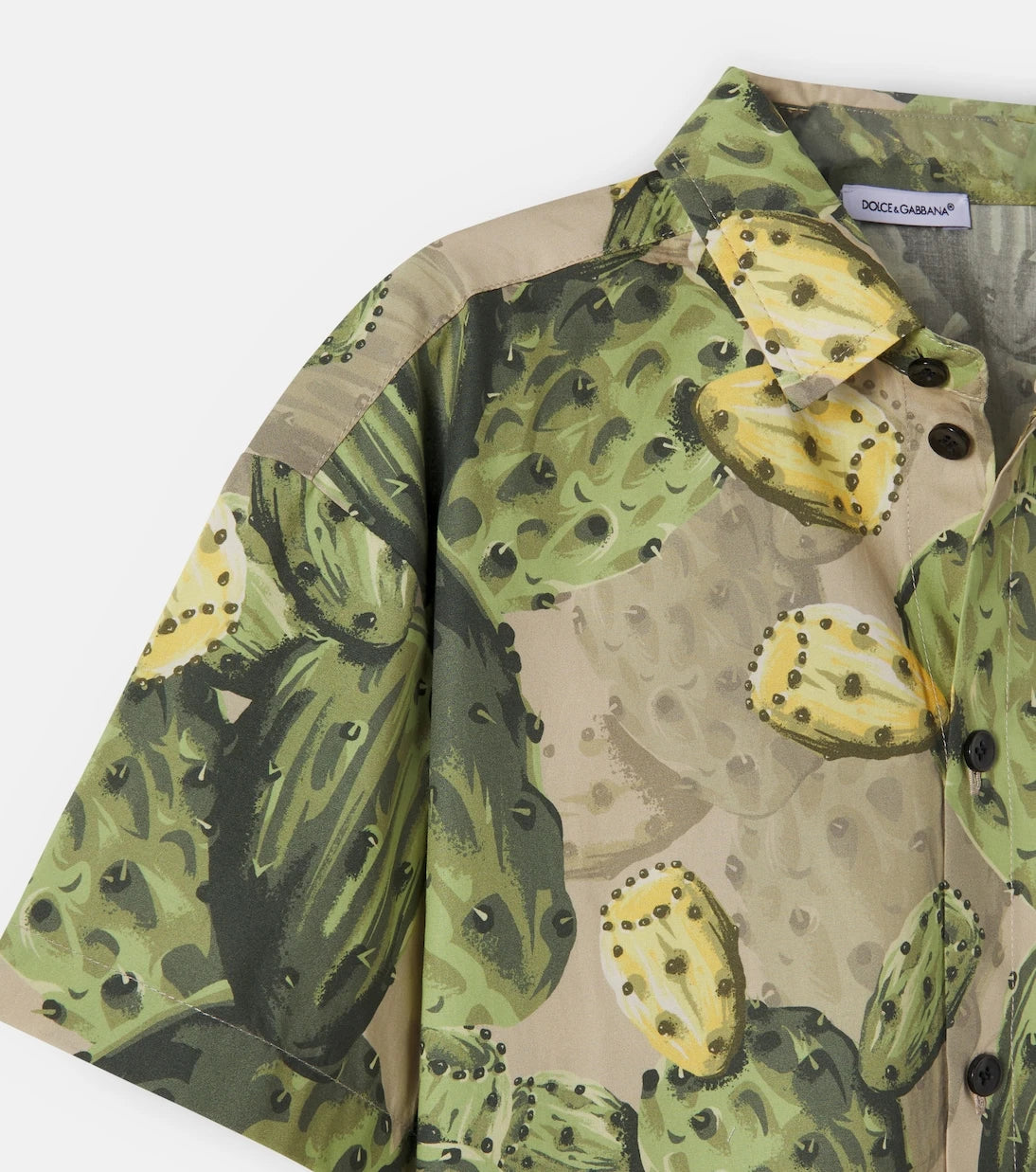 Dolce&Gabbana Kids - Printed cotton poplin bowling shirt