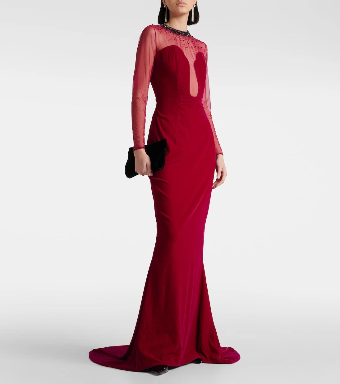 Miss Sohee - Embellished cotton-blend velvet gown