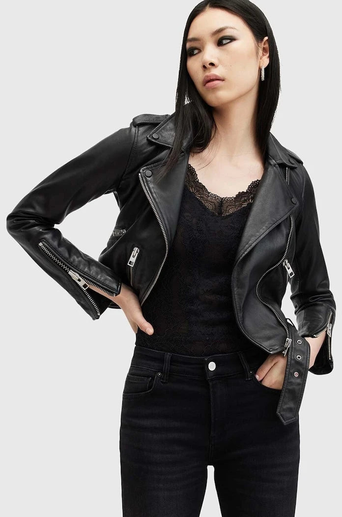 AllSaints рокерско яке дамско от кожа BALFERN BIKER