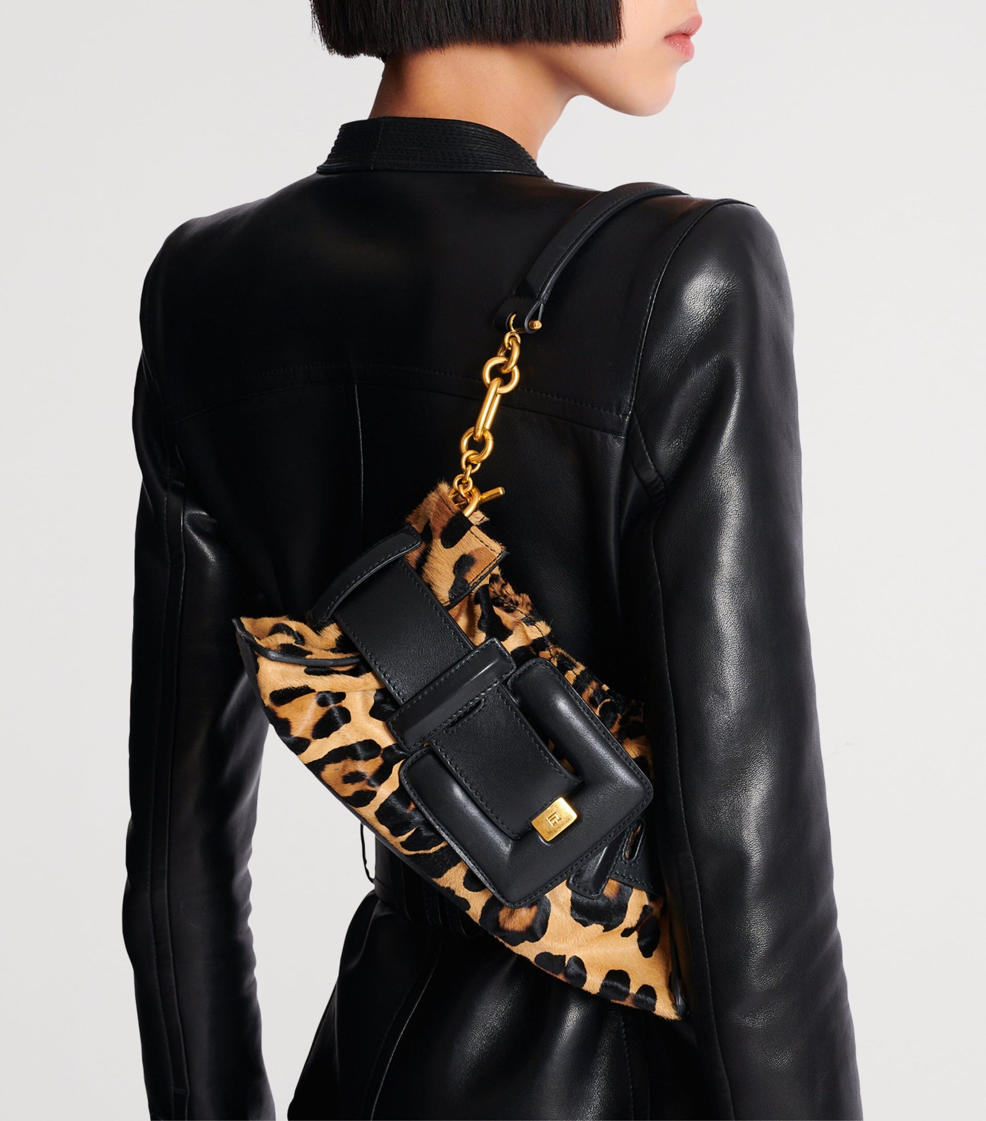 Brown Mini Leopard Anthem Shoulder Bag