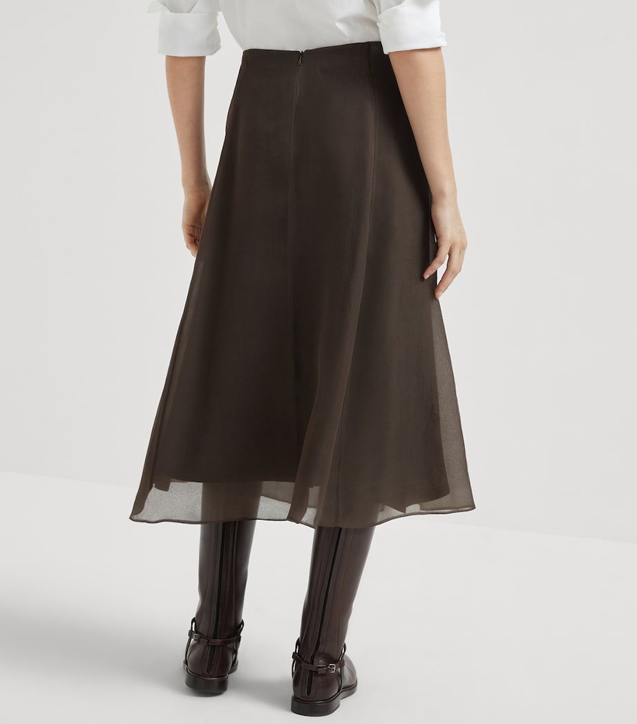 Brunello Cucinelli Brown Silk Circle Skirt