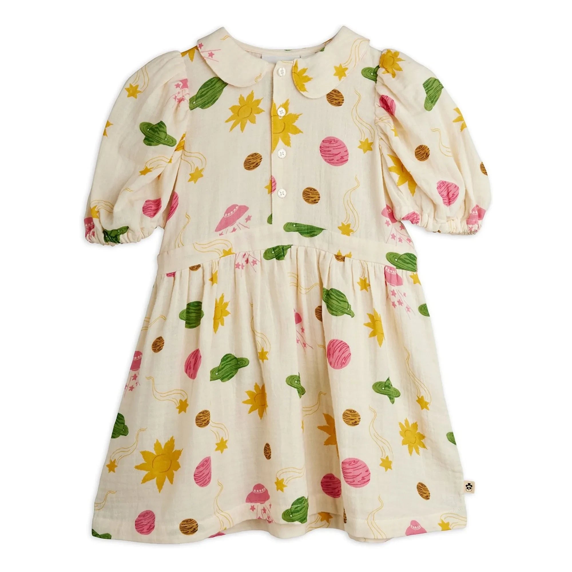 Mini Rodini - Espace organic cotton gauze dress | Ecru