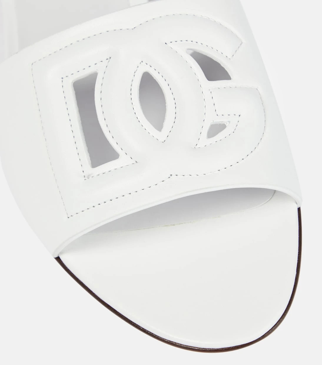 Dolce&Gabbana - Logo cutout leather slides