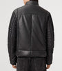 Black Leather Furse Puffer Jacket