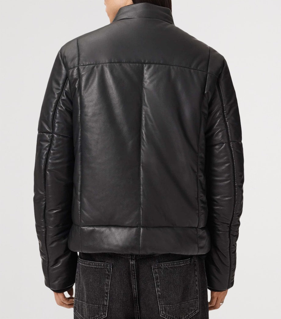 AllSaints Black Leather Furse Puffer Jacket