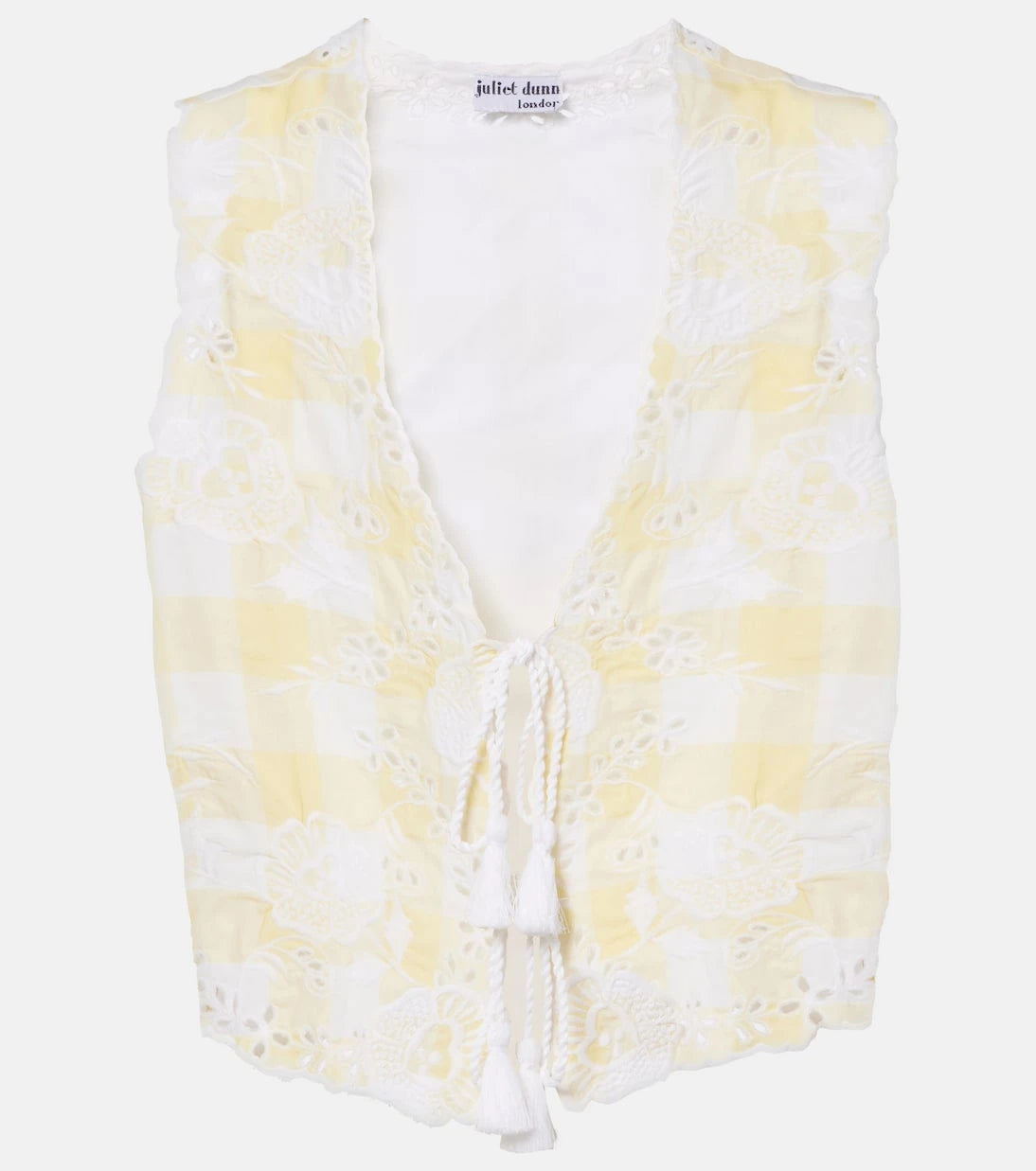 Juliet Dunn - Embroidered checked cotton vest