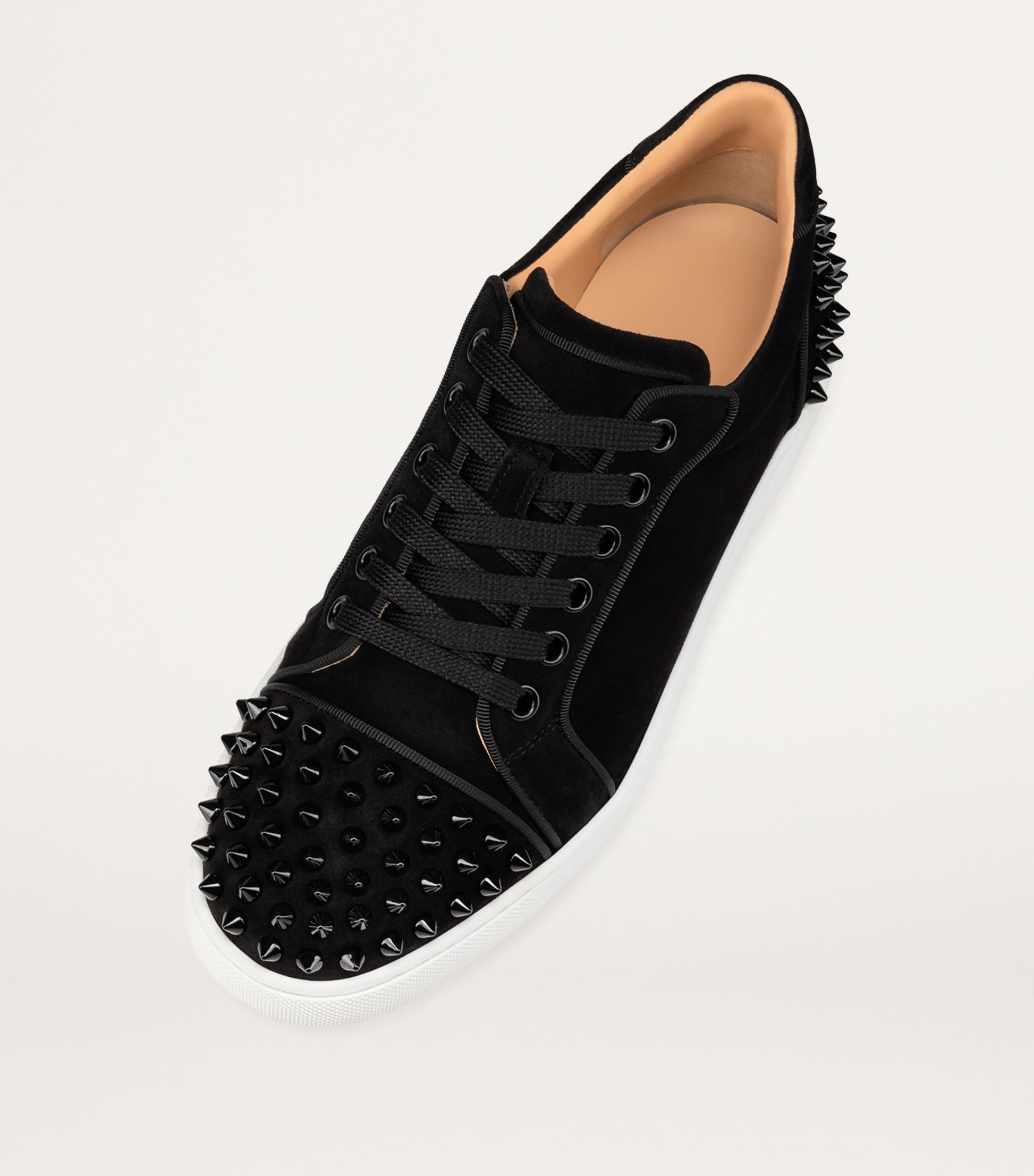 Christian Louboutin Black Vieira 2 Spikes Suede Low-Top Sneakers