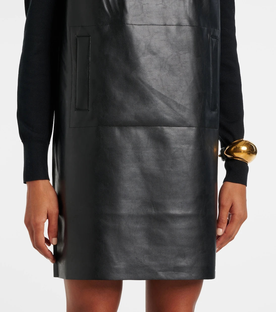 Norma Kamali - Gathered faux leather minidress