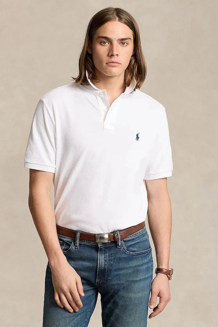 Памучна тениска с яка Polo Ralph Lauren BASIC MESH