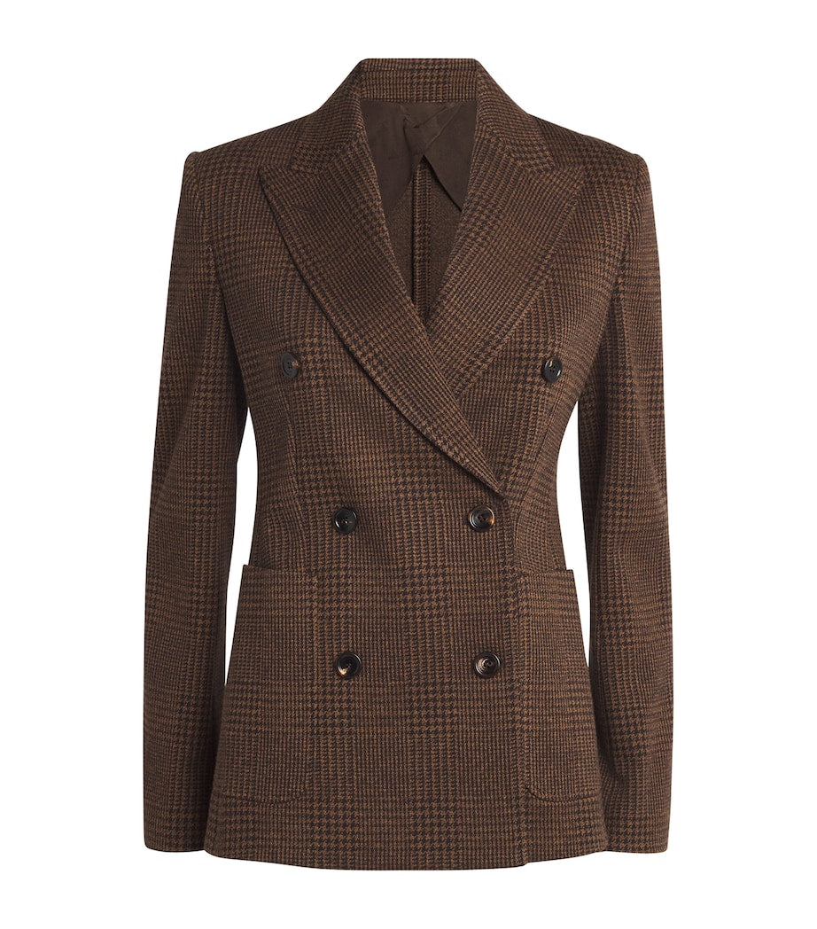 Max Mara Brown Cotton-Blend Houndstooth Blazer