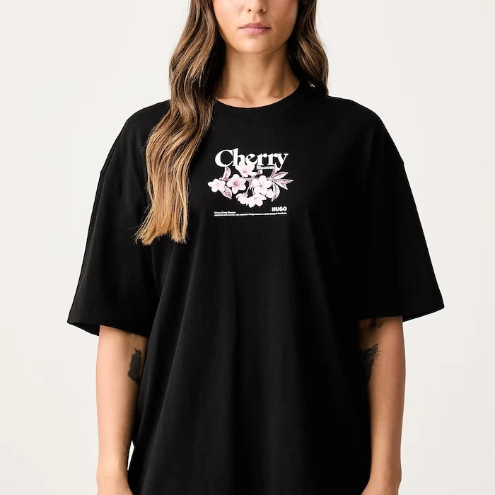 HUGO Blue тениска дамска от памук Oversized Tee_B_15