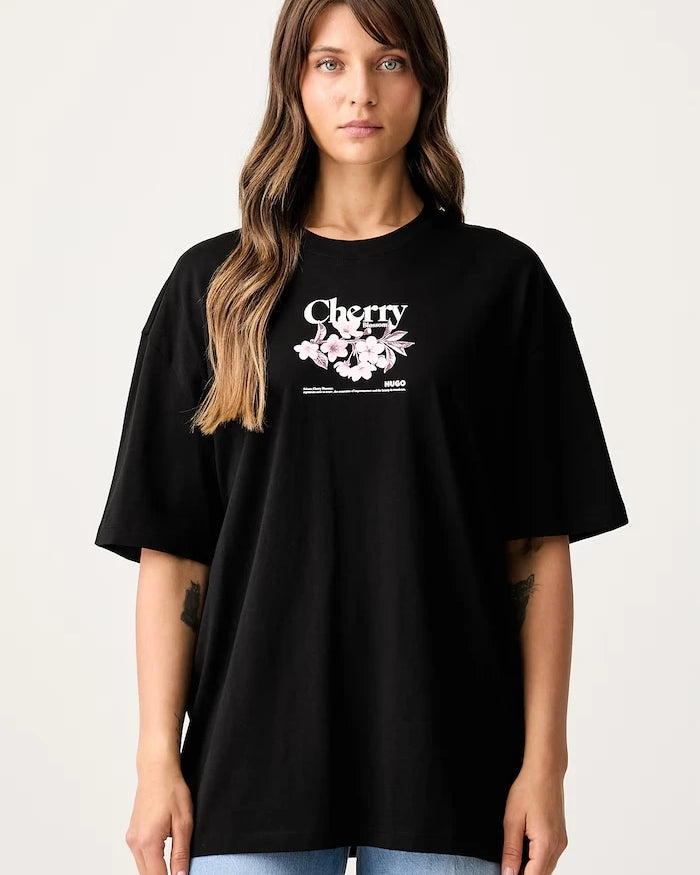 HUGO Blue тениска дамска от памук Oversized Tee_B_15