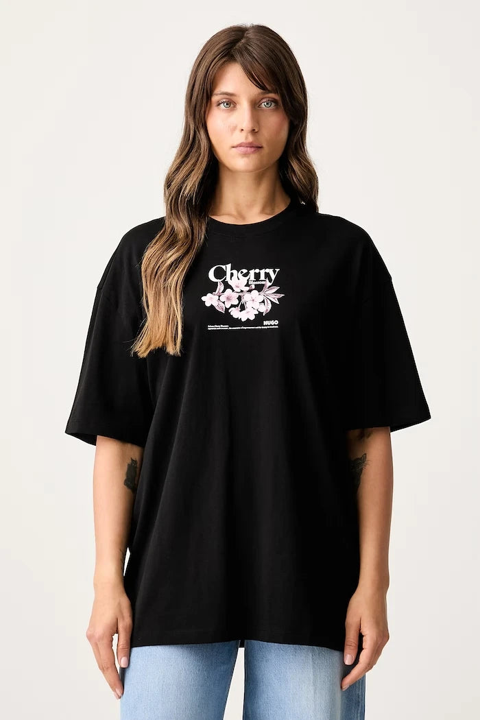 HUGO Blue тениска дамска от памук Oversized Tee_B_15