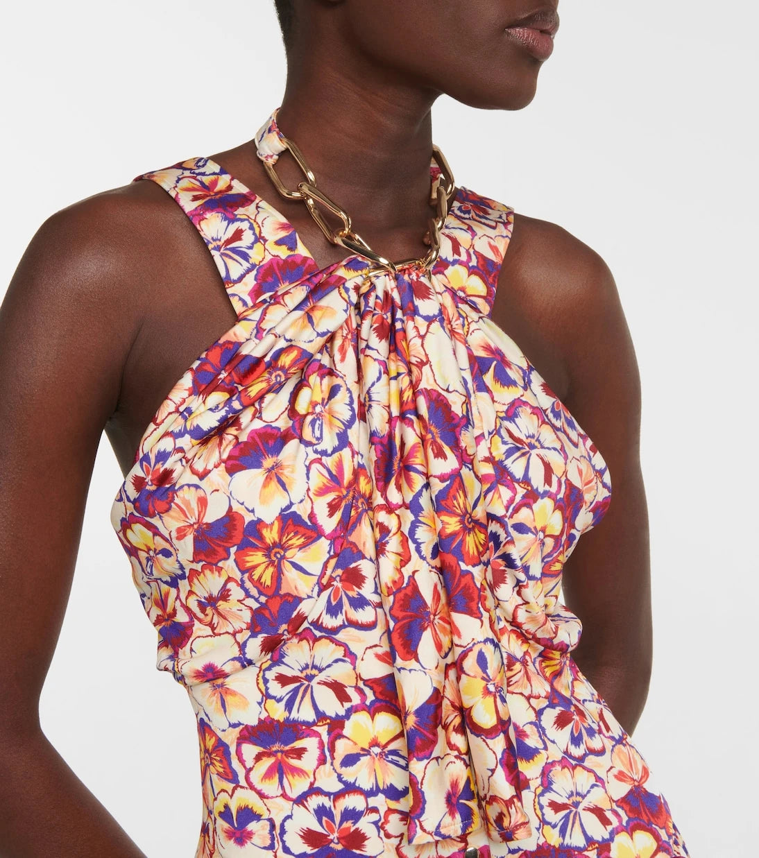Rabanne - Chainlink floral jersey midi dress