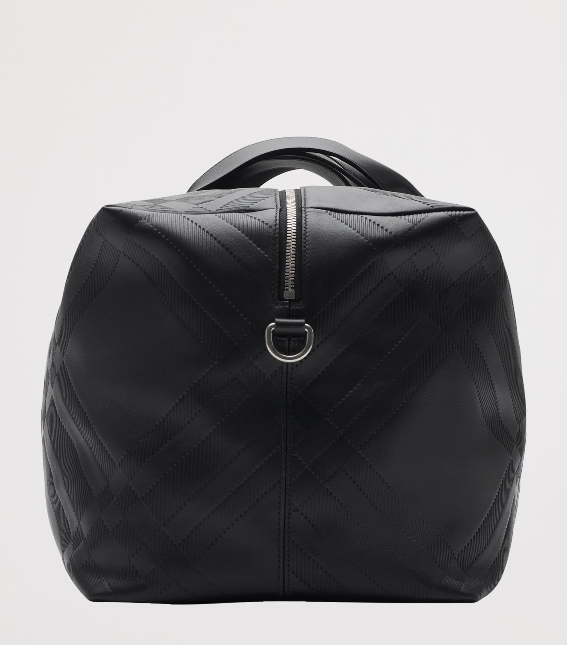 Leather Check-Embossed Duffle Bag