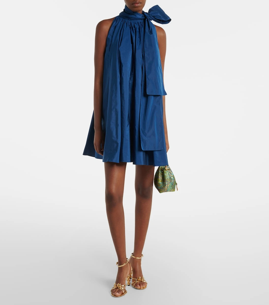 Max Mara - Elegante tie-neck taffeta minidress
