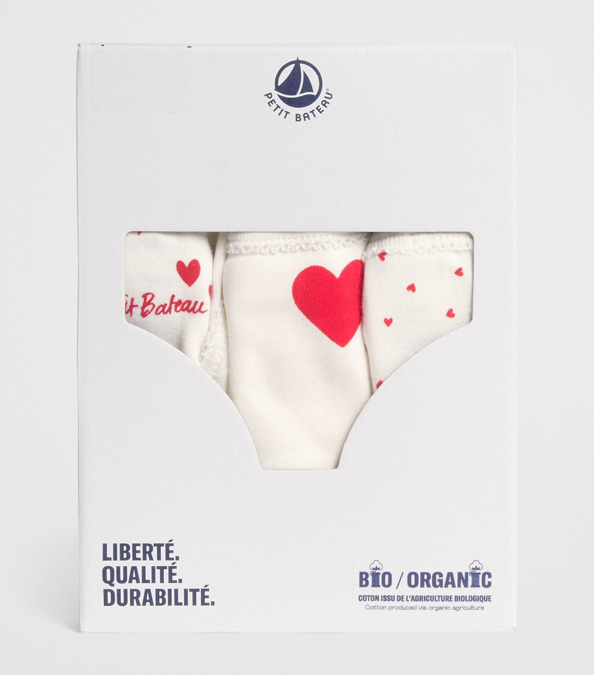 Petit Bateau Set of 3 Cotton Heart Knickers (4-12 Years)