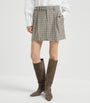Brunello Cucinelli Beige Virgin Wool Check Mini Skirt