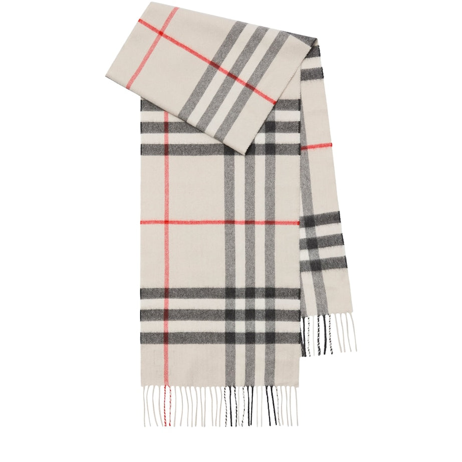 Burberry Beige Cashmere Check Scarf