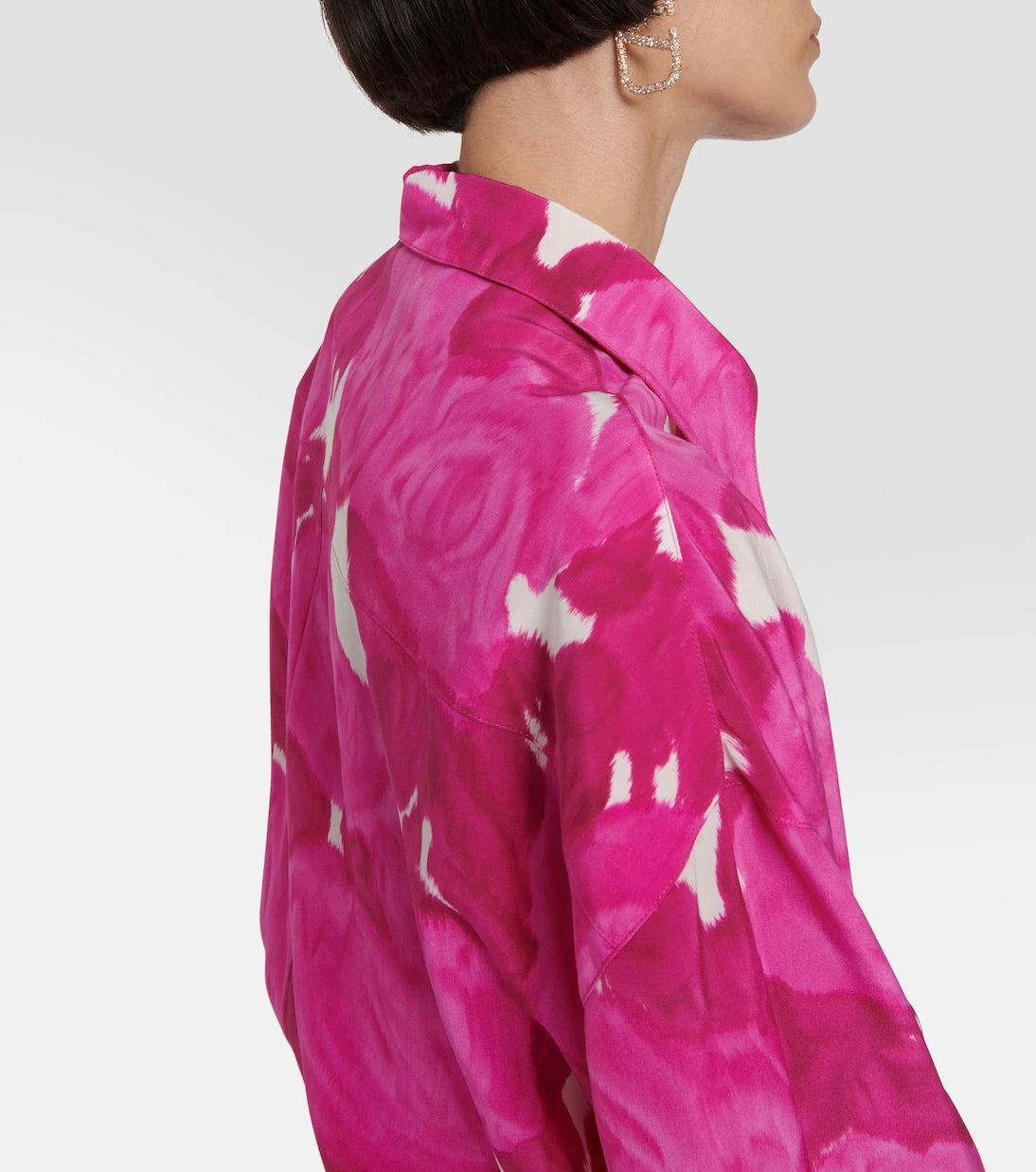 Valentino - Belted floral silk shirt dress