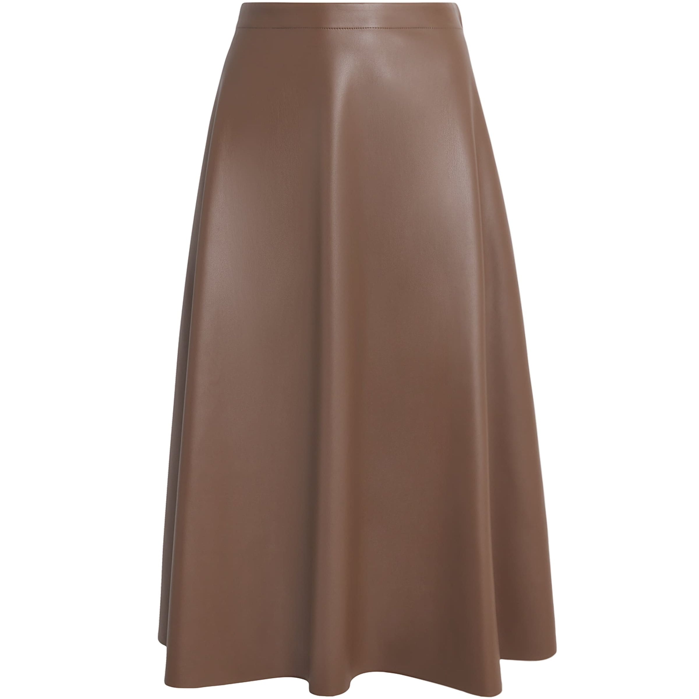 MAX&Co. Brown Faux Leather Midi Skirt