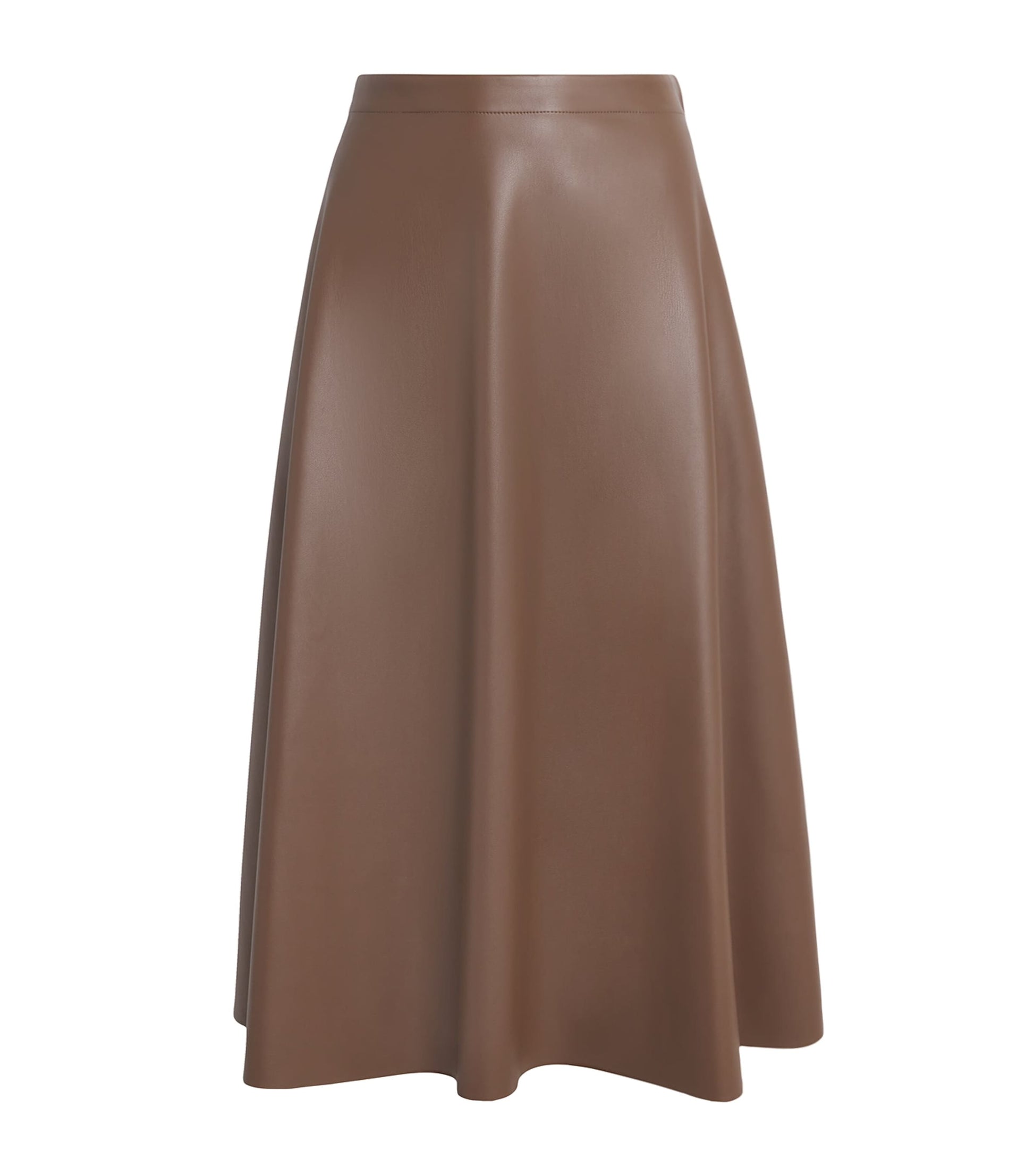MAX&Co. Brown Faux Leather Midi Skirt