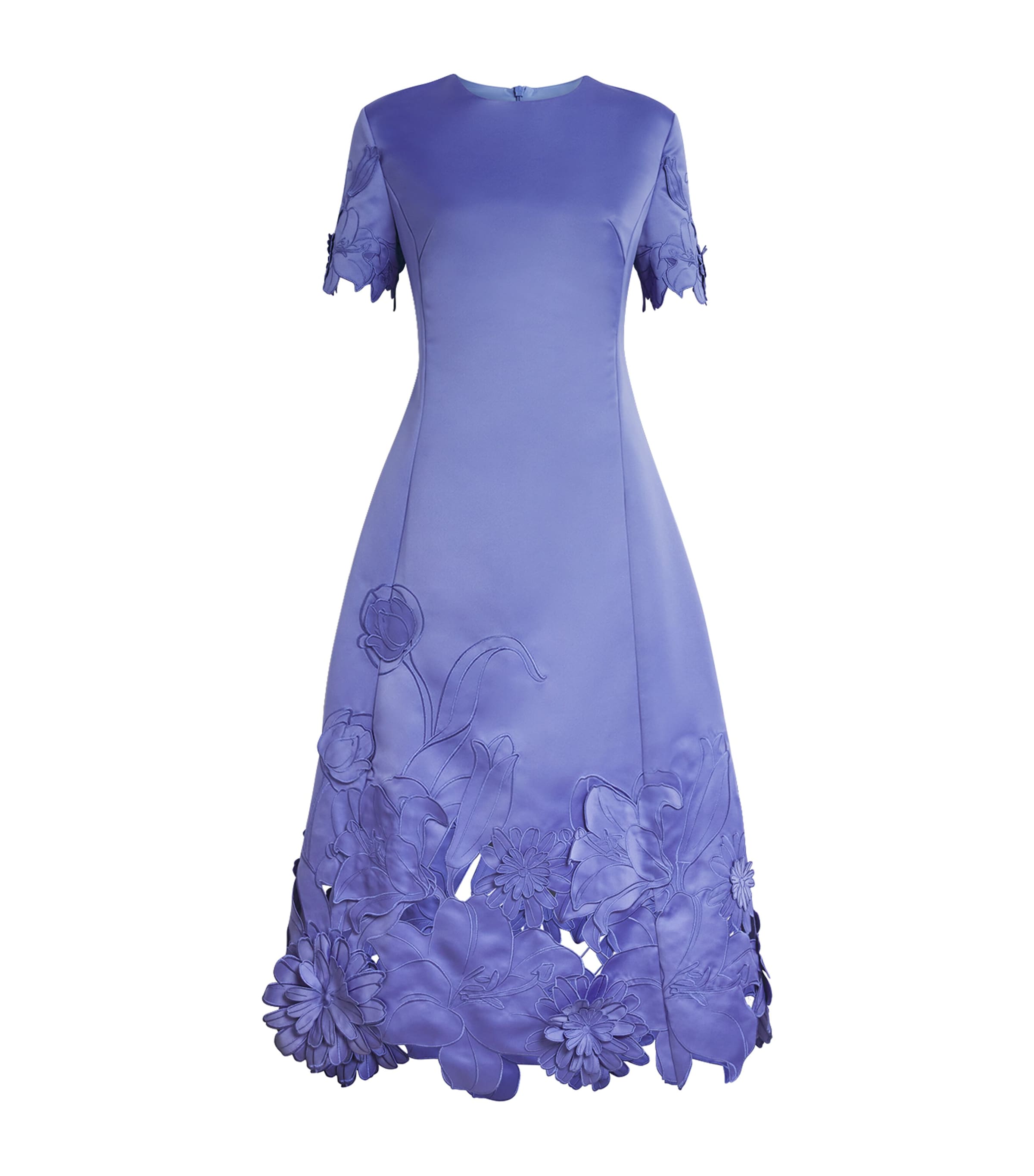 LEO LIN Blue Floral-Appliqué Caroline Midi Dress
