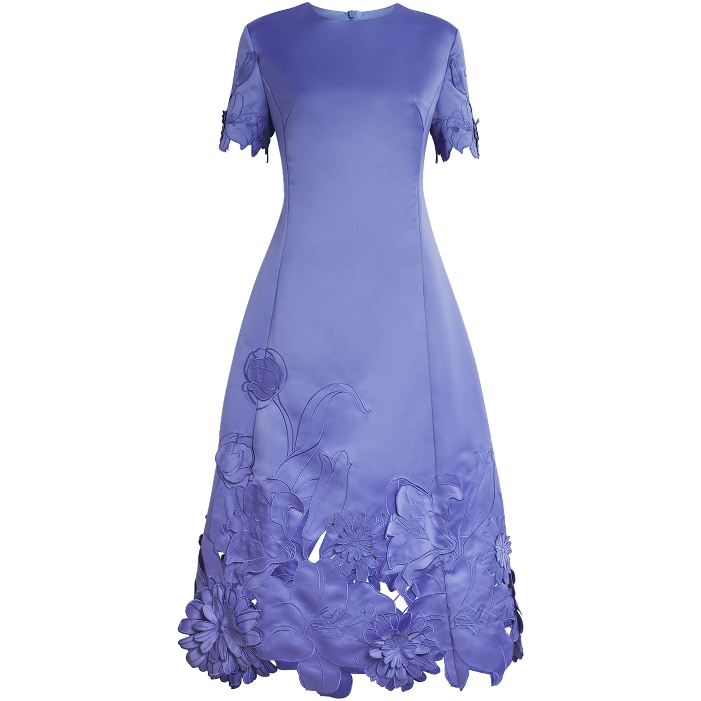LEO LIN Blue Floral-Appliqué Caroline Midi Dress