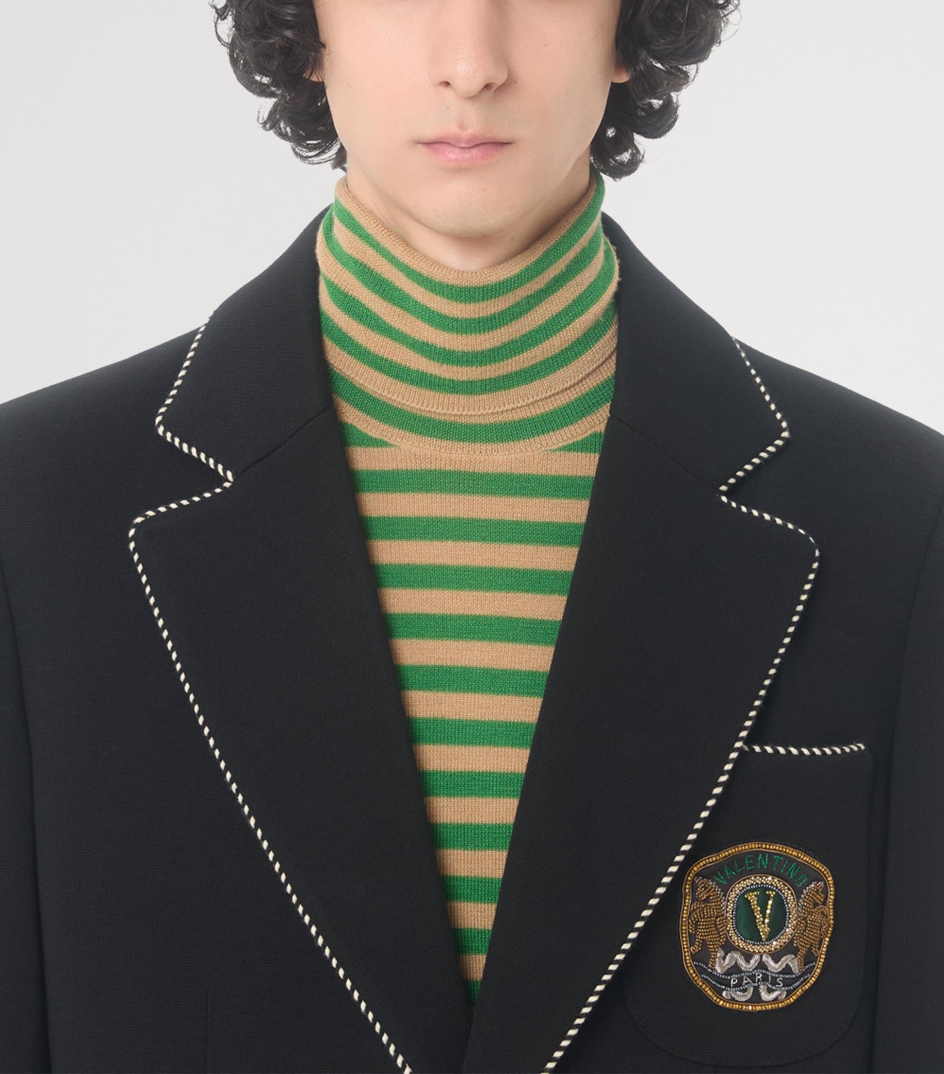 Valentino Garavani Black Virgin Wool Crest Blazer