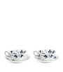 Set of 2 Wild Strawberry Inky Blue Teacups and Saucers