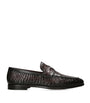 Crocodile Leather Penny Loafers