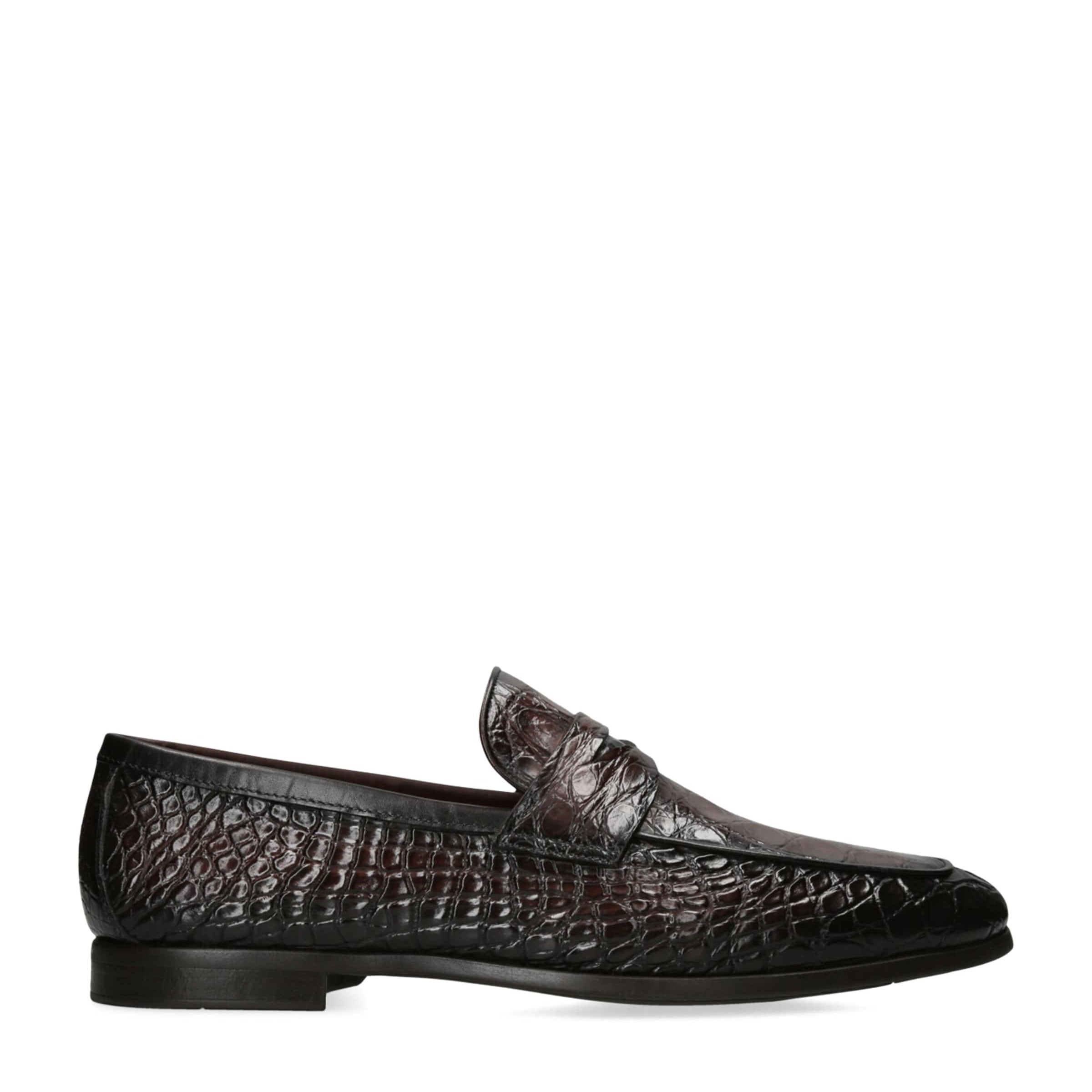 Magnanni Crocodile Leather Penny Loafers