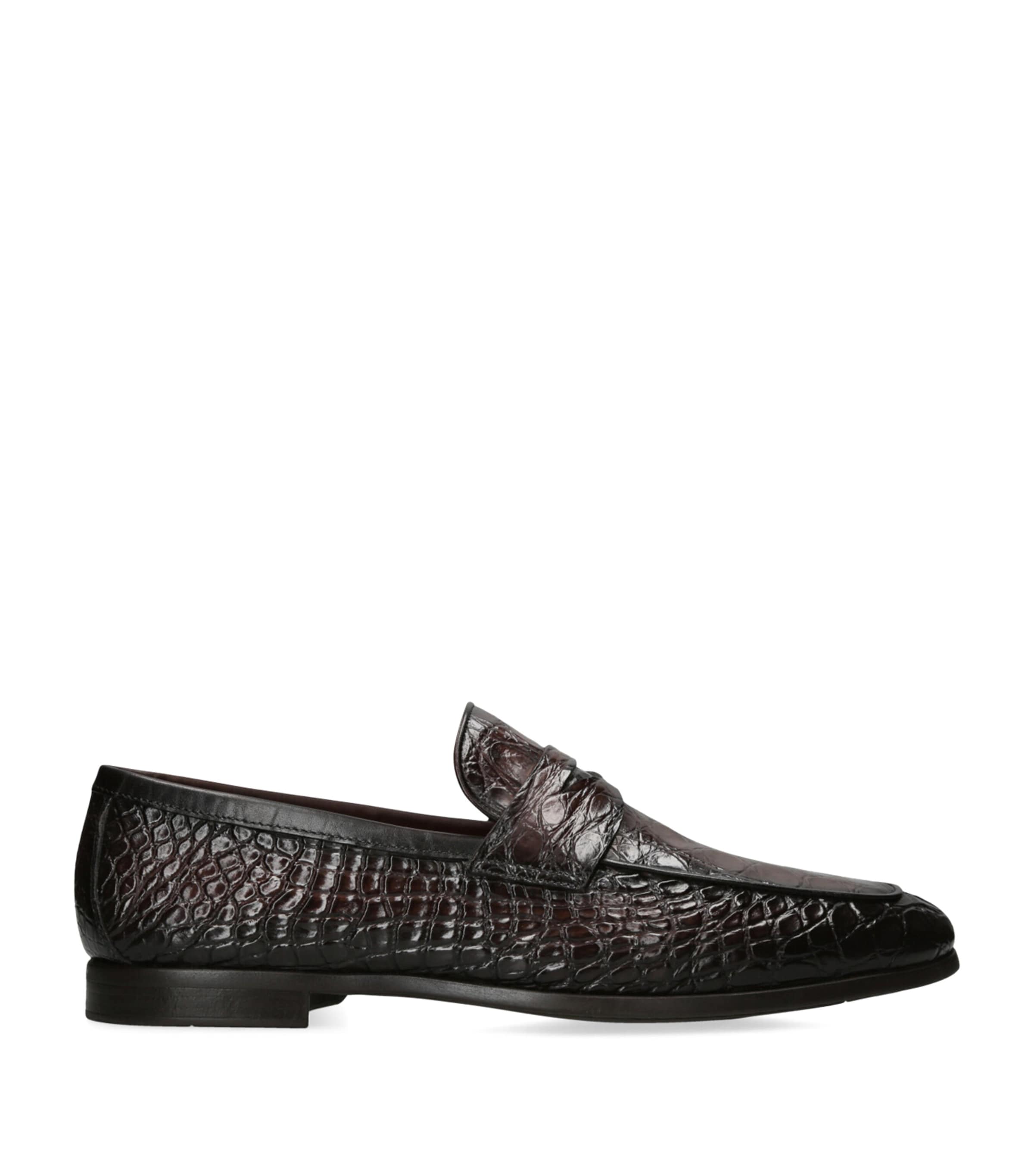 Magnanni Crocodile Leather Penny Loafers