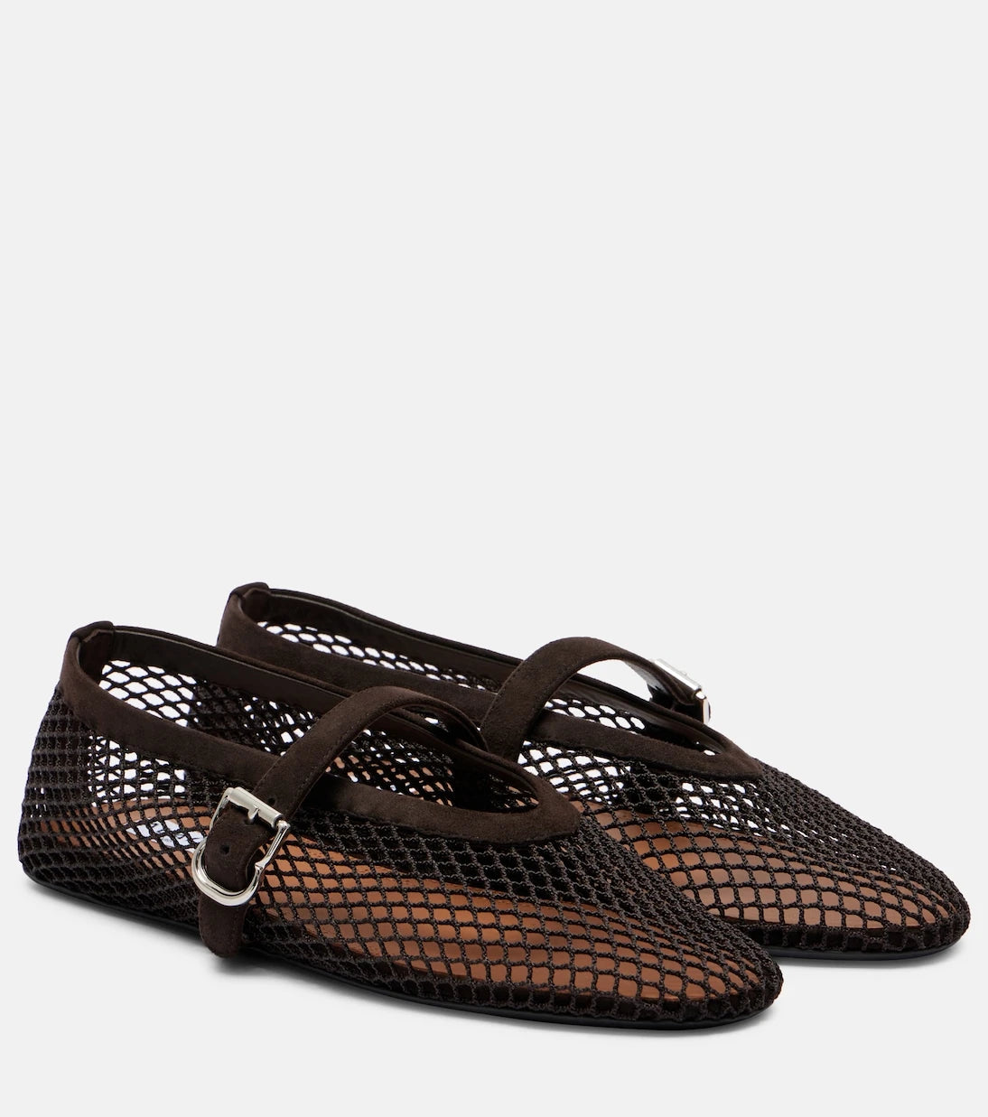 Alaïa - Suede-trimmed mesh ballet flats